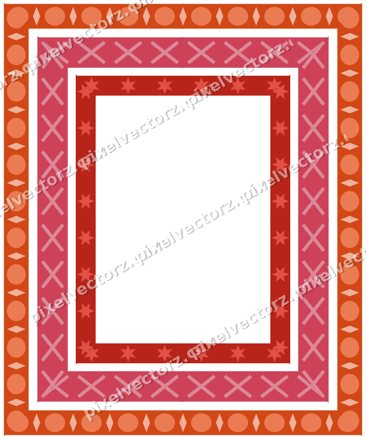 Decorative picture frame border in red and orange with egg and dart