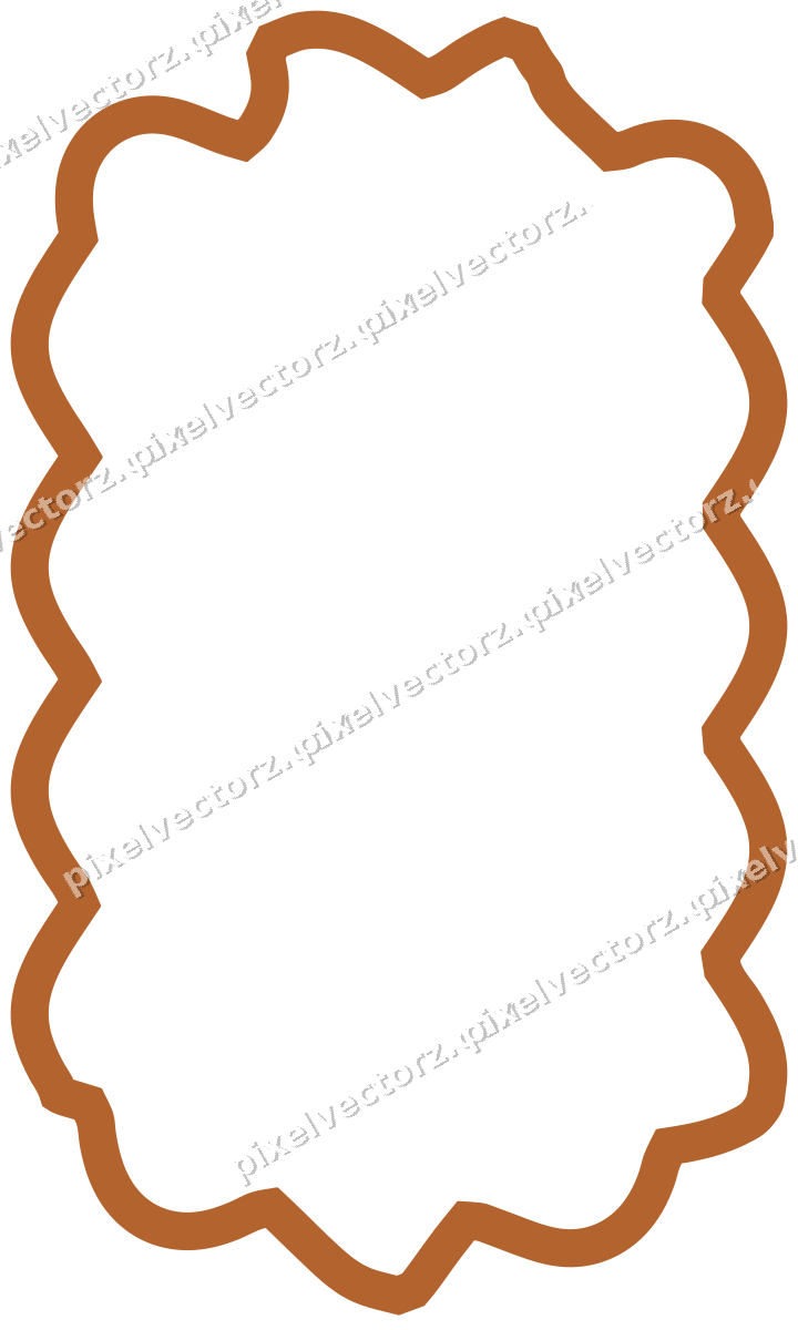 Decorative line art frame in dark green and orange with label plaque