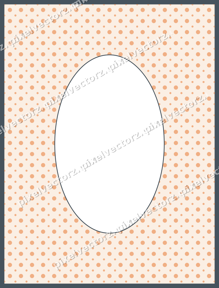 Decorative patterned mat frame in blue and orange with polka dots