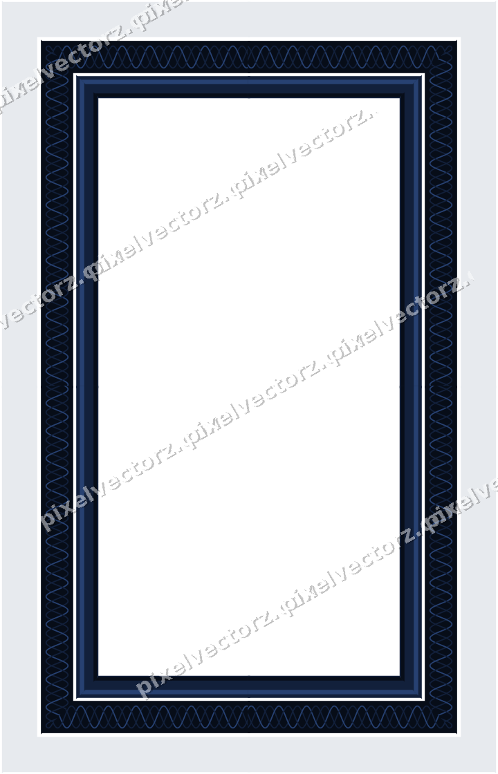 Decorative picture frame border in dark blue with guilloche band