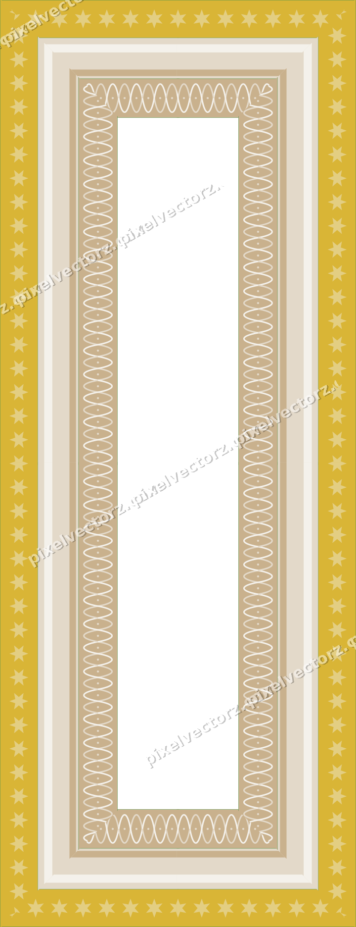 Decorative picture frame border in lime and yellow with star band