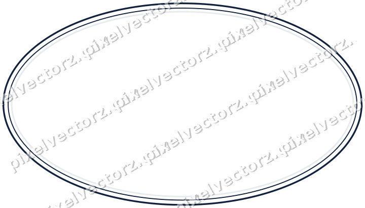 Decorative line art frame in dark blue and white with oval