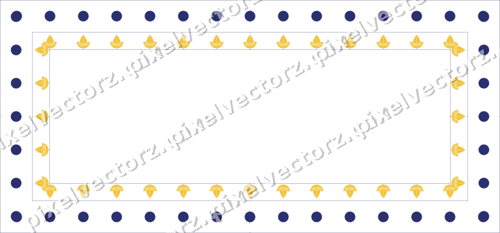 Decorative picture frame border in dark blue and amber with dot row