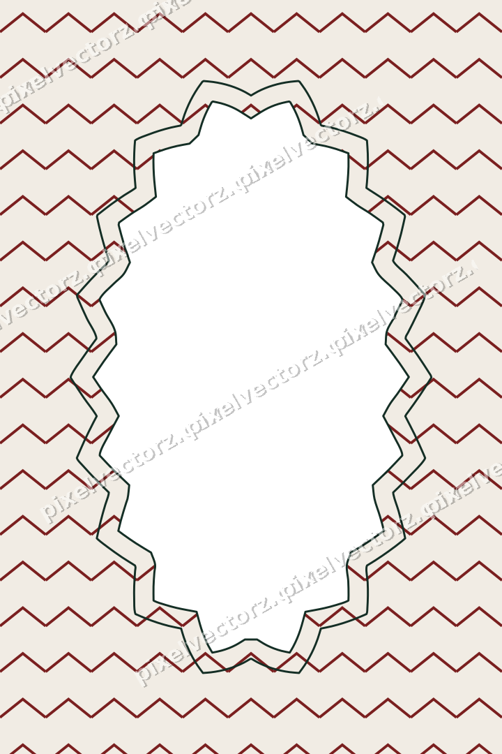 Decorative patterned mat frame in dark red and dark green with zigzag