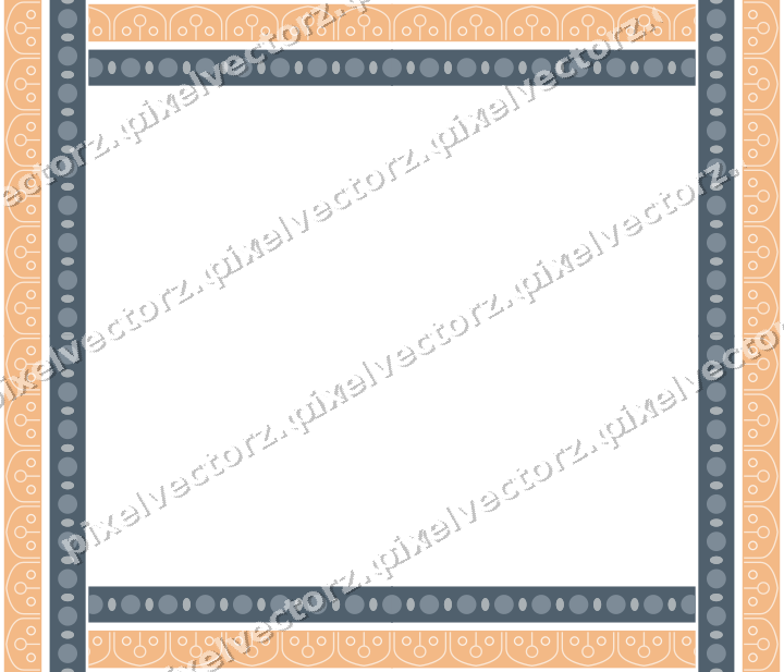 Decorative picture frame border in blue and orange with gothic tracery