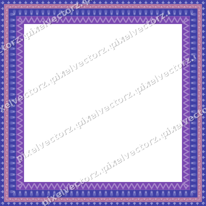 Decorative picture frame border in purple and blue with acanthus leaf