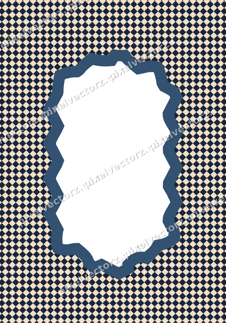 Decorative patterned mat frame in dark blue with checkerboard