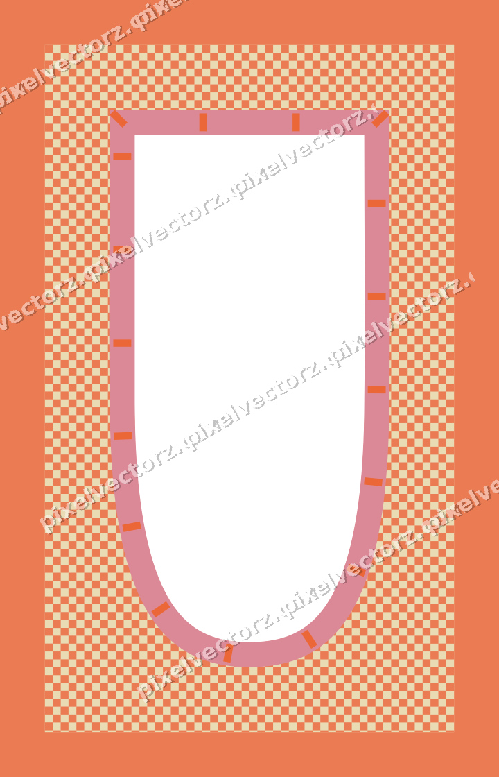 Decorative patterned mat frame in red and orange with checkerboard