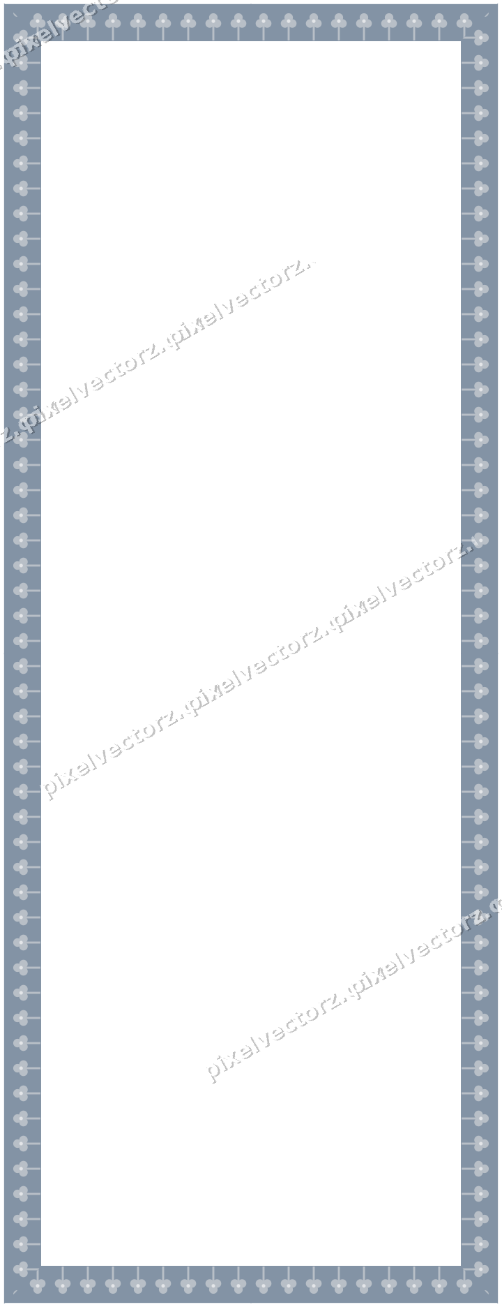 Decorative picture frame border in dark blue with trefoil band