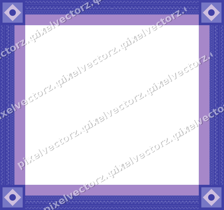Decorative picture frame border in purple and blue with scrolling vine