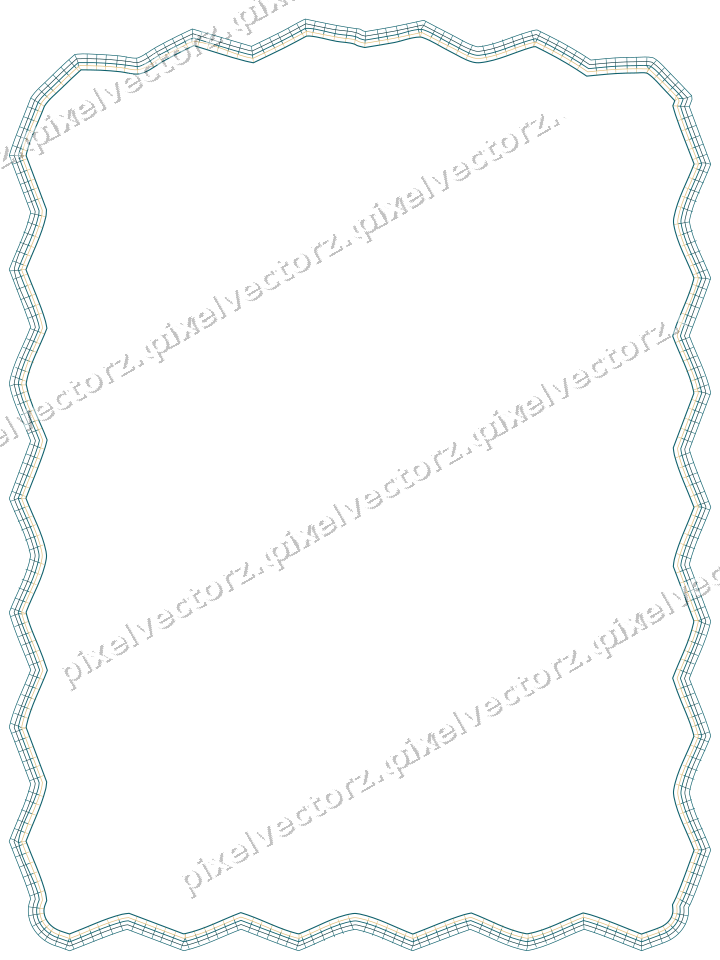 Decorative line art frame in amber and dark teal with label plaque