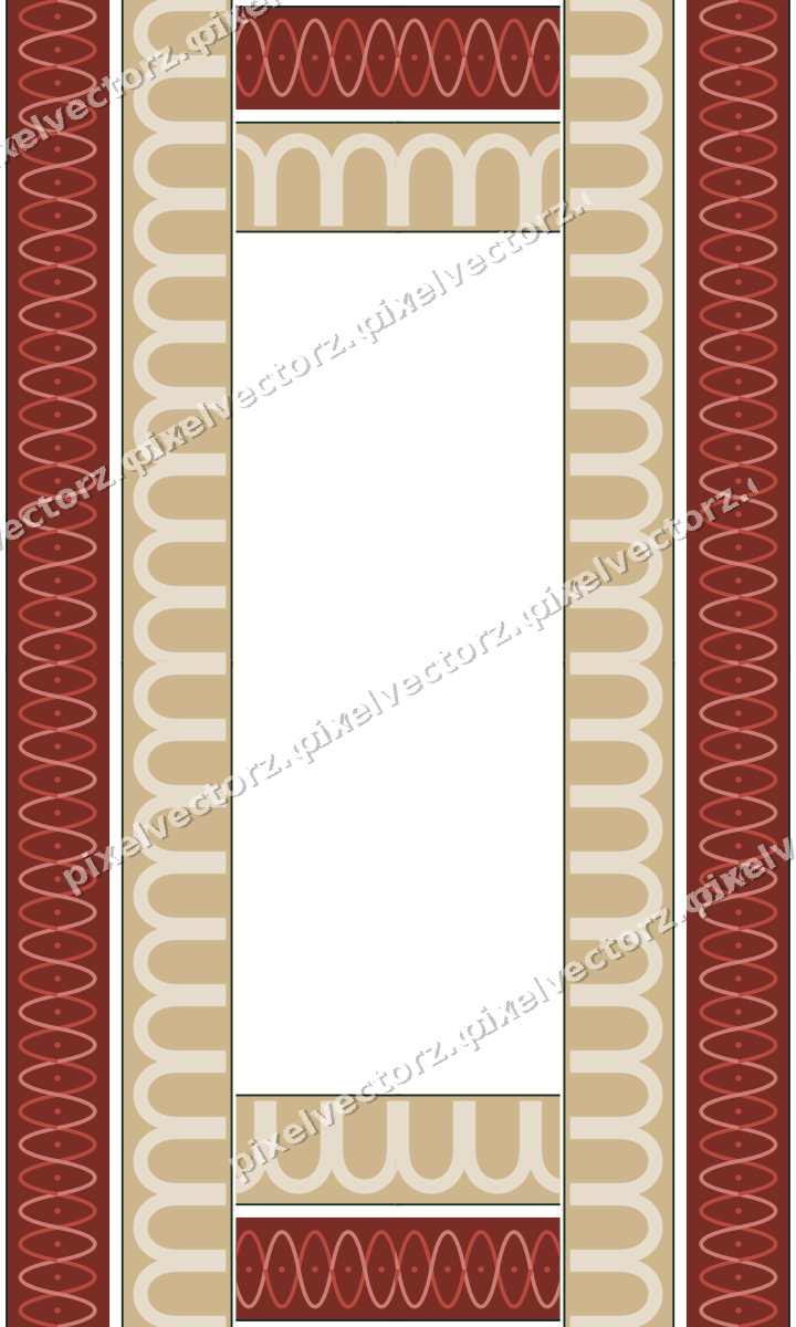 Decorative picture frame border in dark red with arabesque