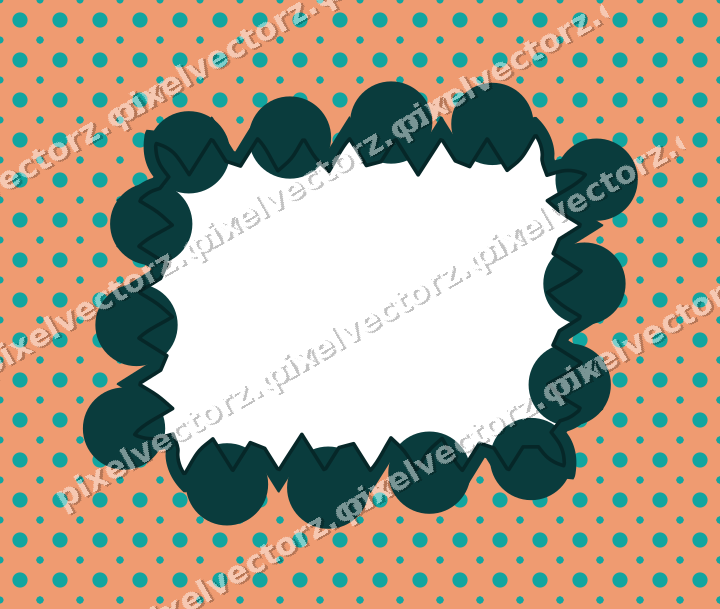 Decorative patterned mat frame in orange and teal with polka dots