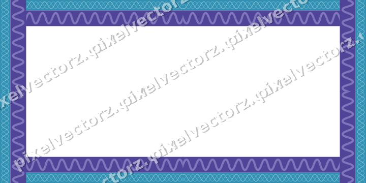 Decorative picture frame border in blue and cyan with guilloche band