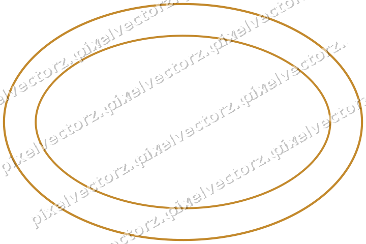 Decorative line art frame in amber and dark teal with oval