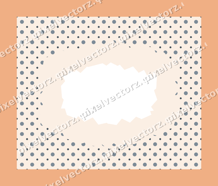 Decorative patterned mat frame in blue and orange with polka dots