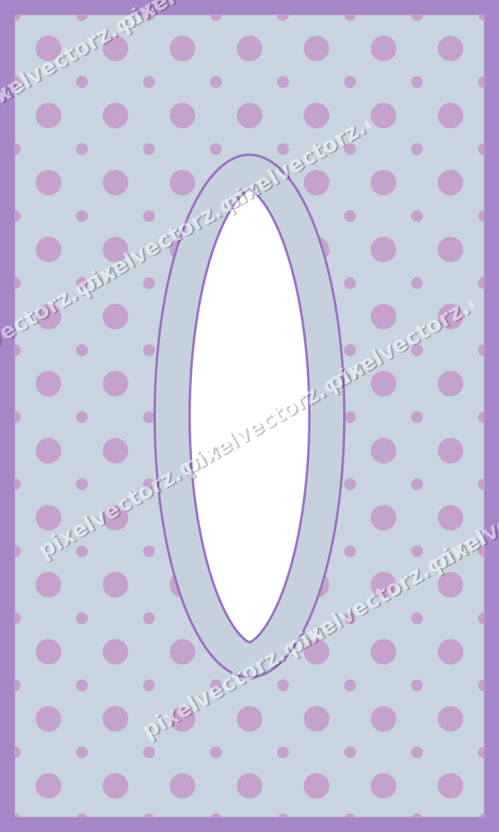 Decorative patterned mat frame in purple and blue with polka dots