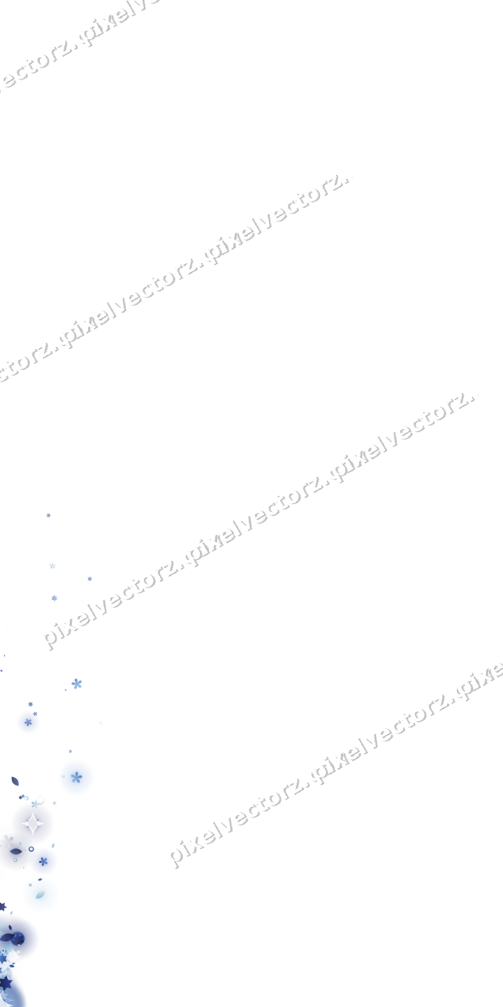 Glitzerfächer aus Sternen und Blüten in Blau auf transparentem Grund