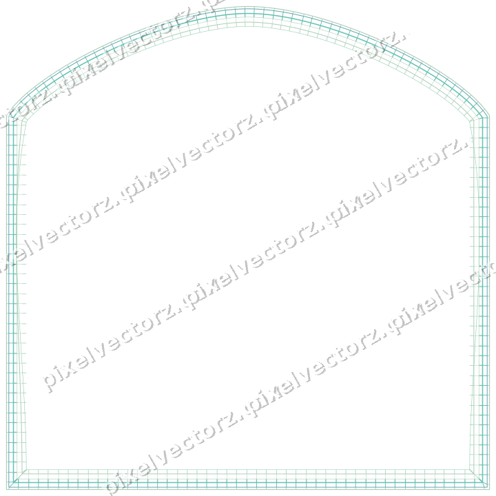 Decorative line art frame in green and teal with label plaque