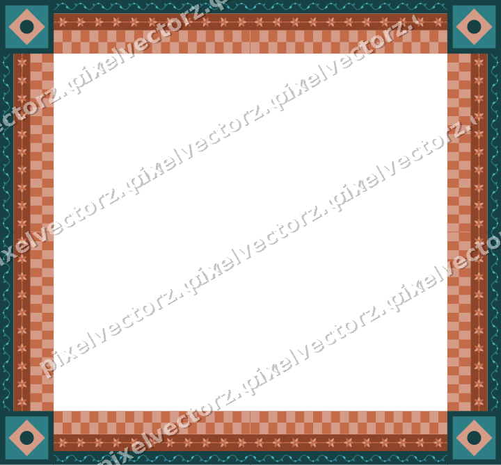 Decorative picture frame border in dark teal with rosette band