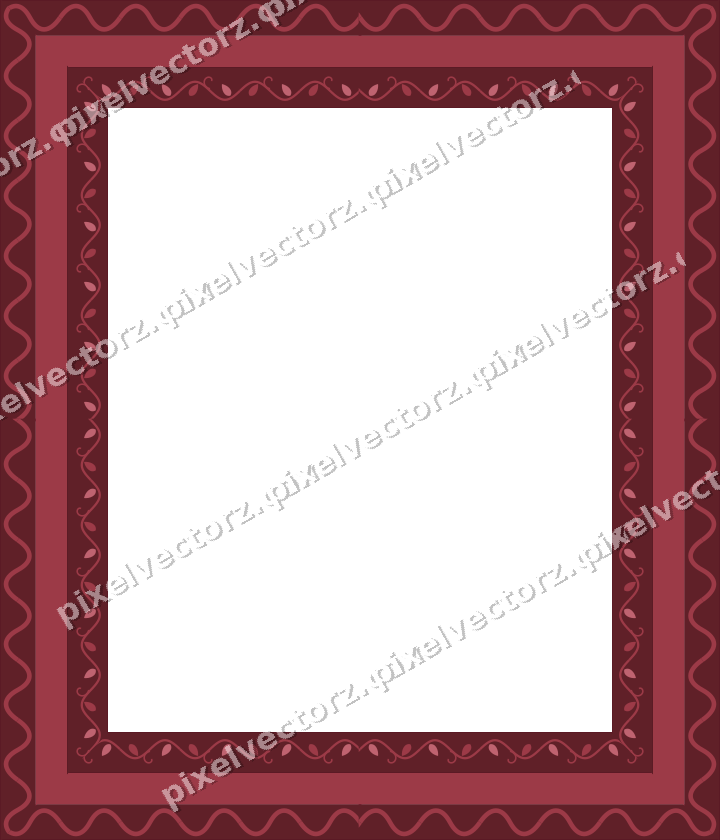 Decorative picture frame border in dark pink and red with wave band