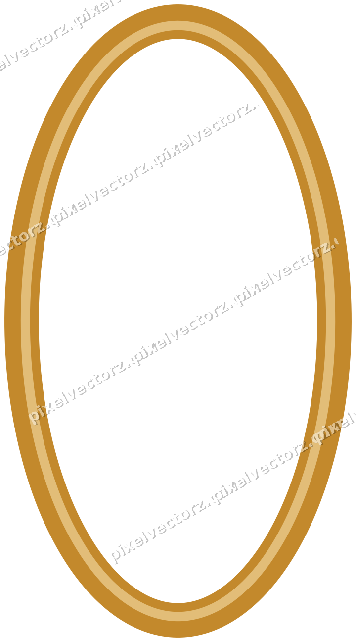 Decorative line art frame in amber and dark teal with oval