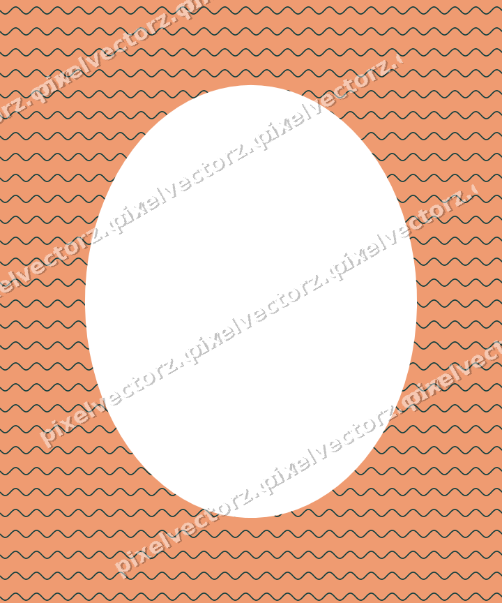 Decorative patterned mat frame in orange and teal with wavy lines