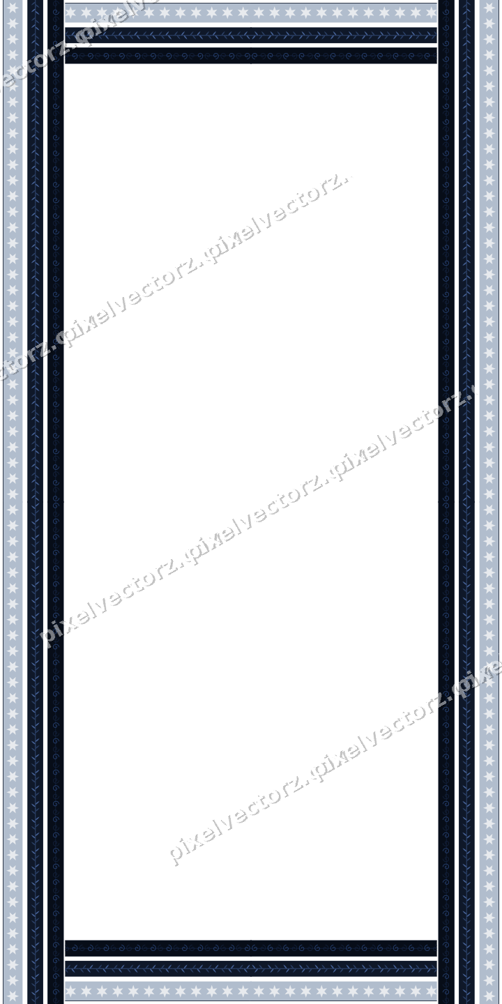 Decorative picture frame border in dark blue and white with star band