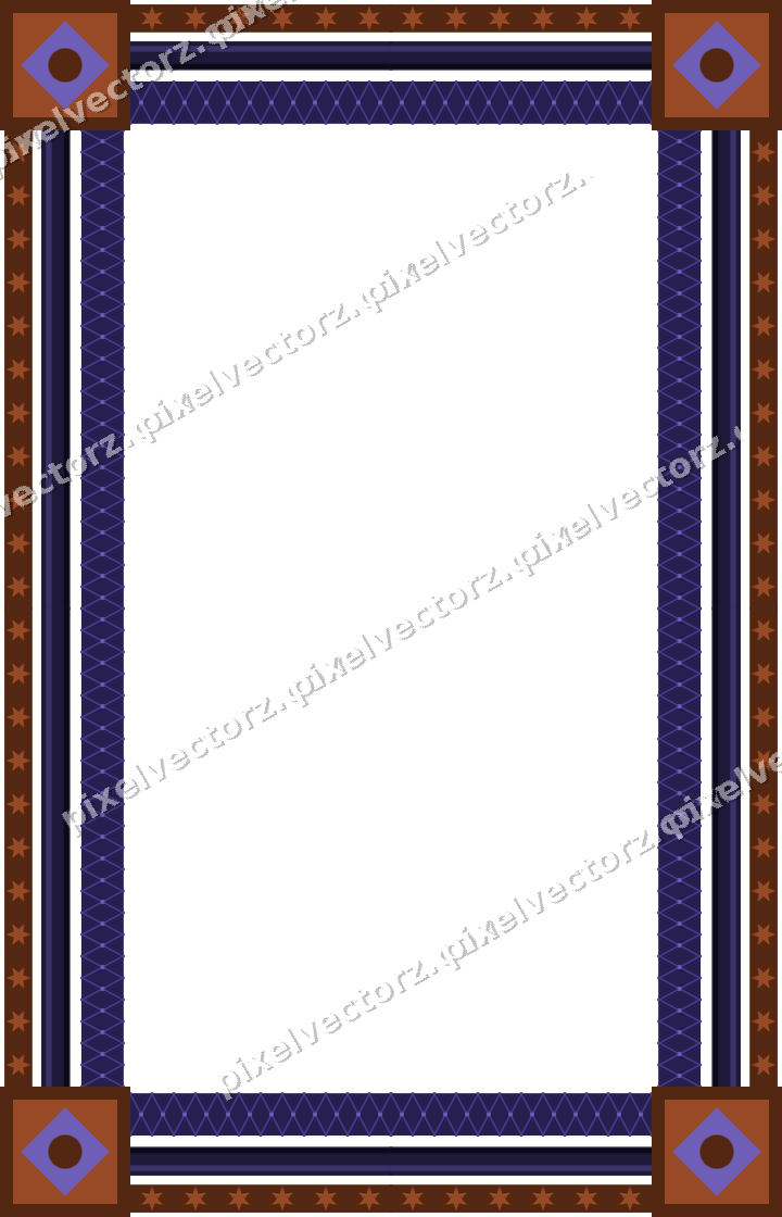 Decorative picture frame border in orange and blue with star band