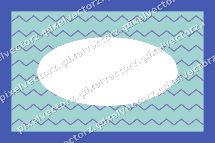 Decorative patterned mat frame in blue and cyan with zigzag
