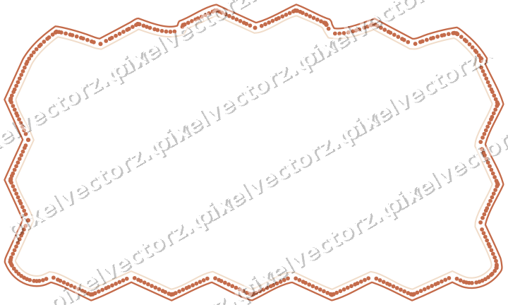 Decorative line art frame in dark teal and orange with label plaque