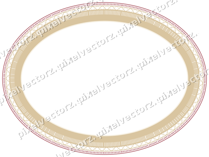 Decorative line art frame in dark pink and red with oval