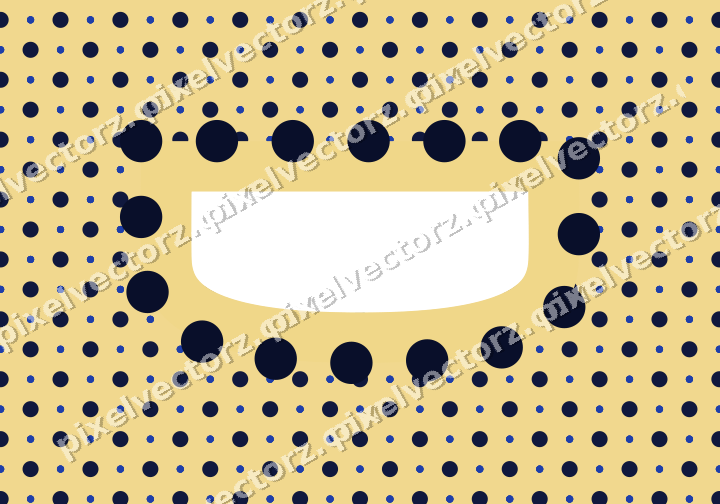Decorative patterned mat frame in amber and blue with polka dots