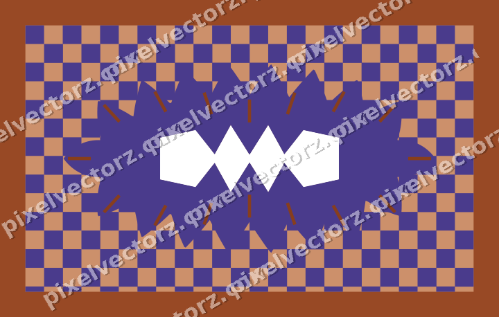 Decorative patterned mat frame in orange and blue with checkerboard