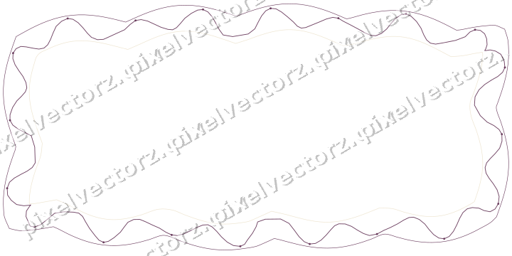 Decorative line art frame in dark magenta and amber with label plaque