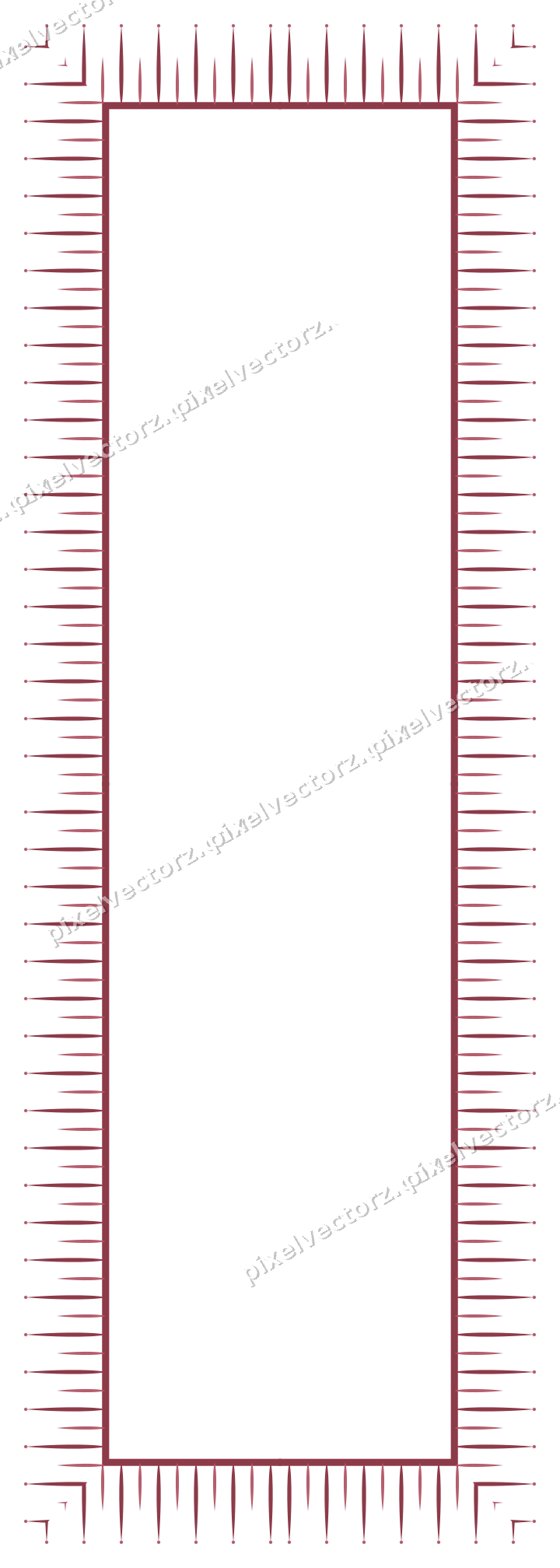 Decorative picture frame border in dark pink with bud and stem