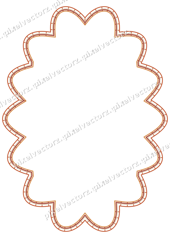 Decorative line art frame in orange and amber with oval