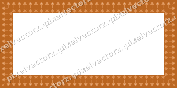 Decorative picture frame border in orange and teal with trefoil band