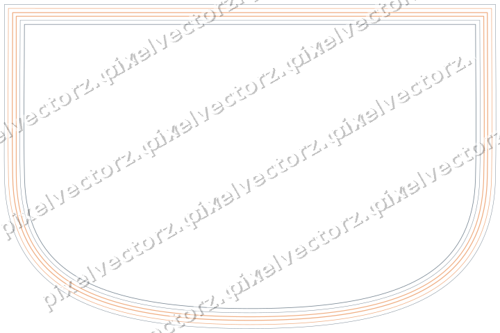 Decorative line art frame in blue and orange with shield