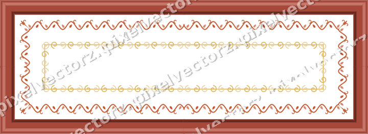 Decorative picture frame border in orange and amber with spiral scroll