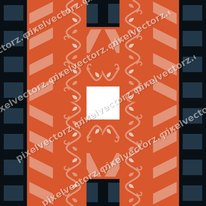 Decorative picture frame border in orange and cyan with dentil