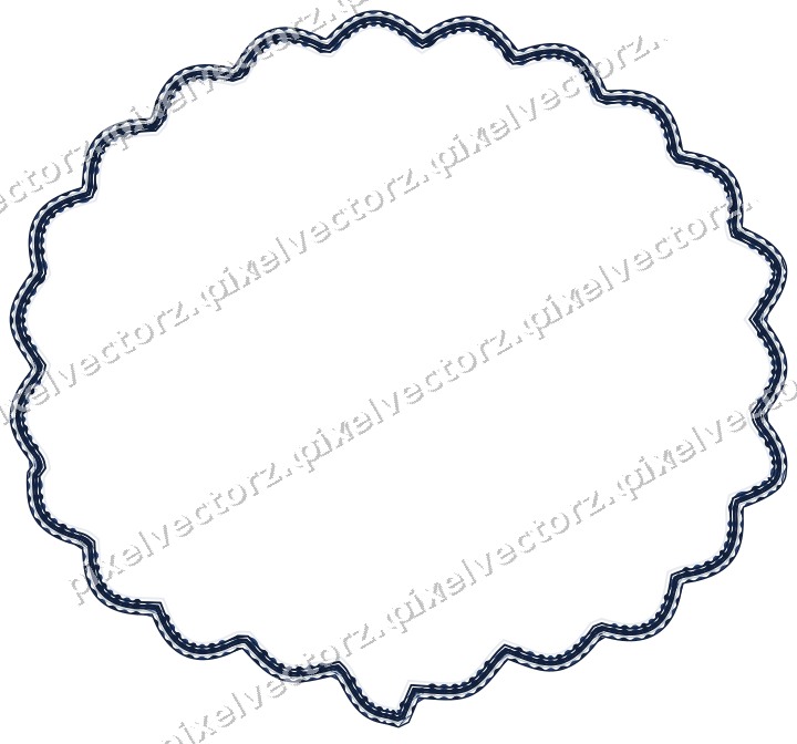 Decorative line art frame in dark blue and white with label plaque