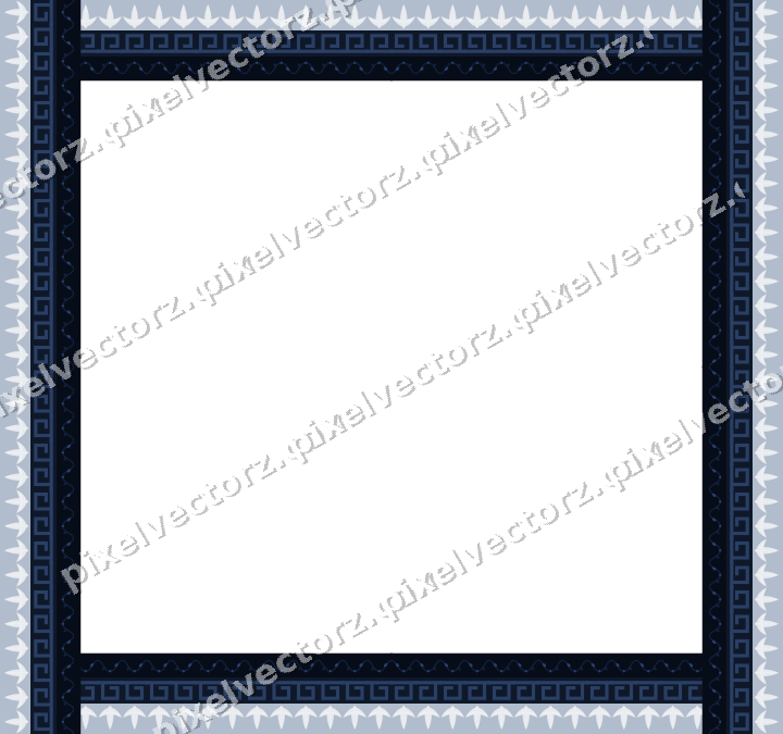 Decorative picture frame border in dark blue with scrolling vine