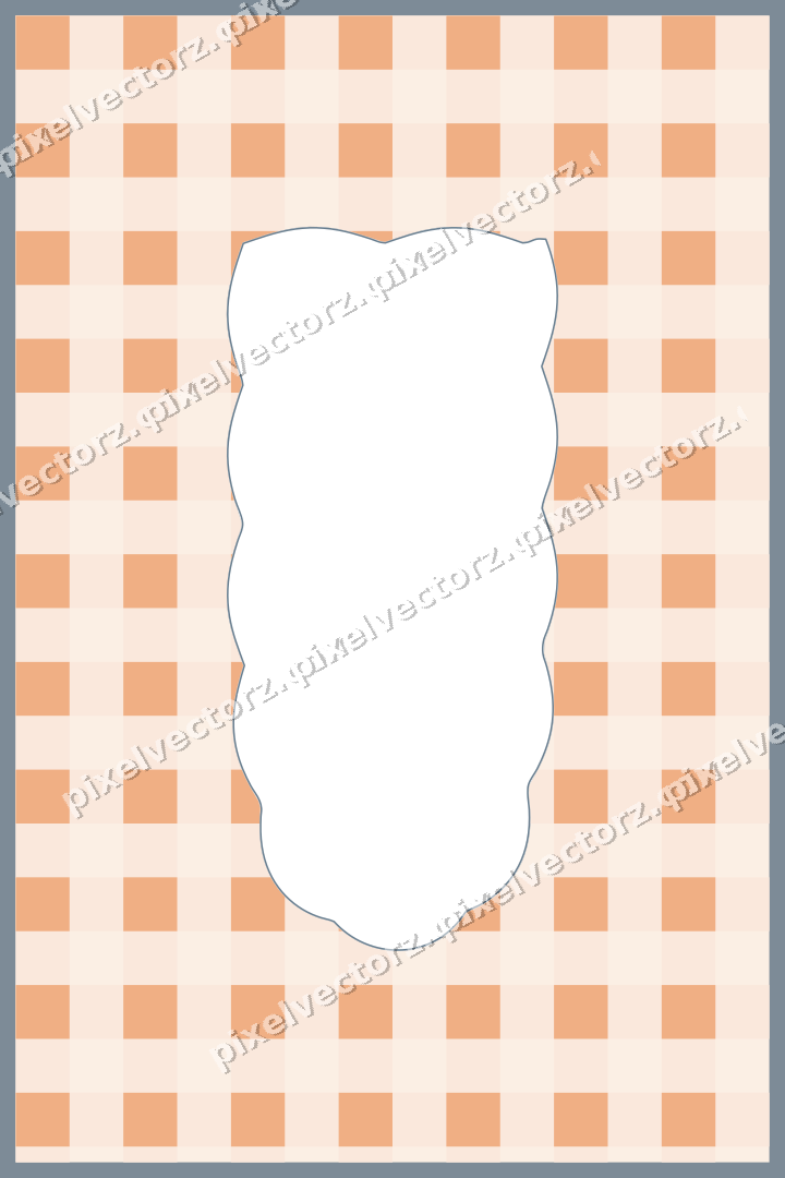 Decorative patterned mat frame in blue and orange with gingham check