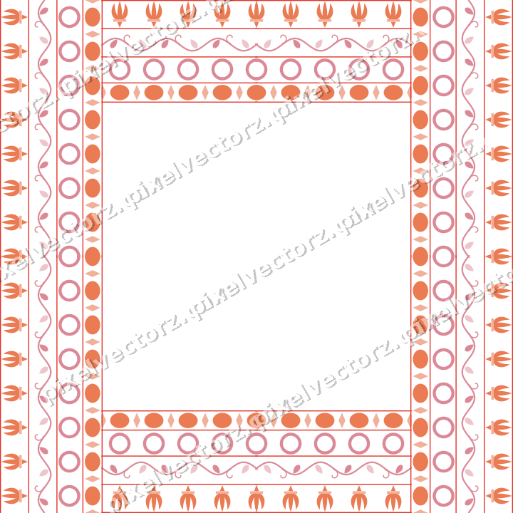 Decorative picture frame border in red and orange with egg and dart