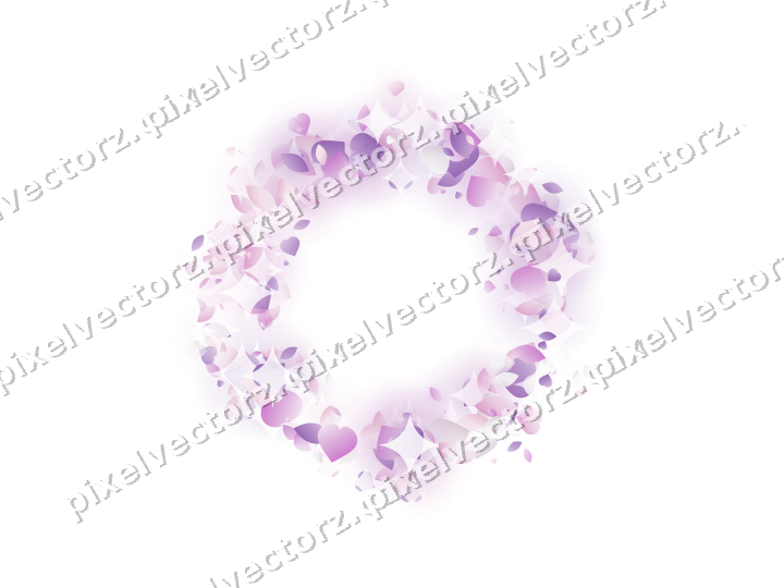 Glitzerkranz aus Herzen und Tropfen in Magenta auf transparentem Grund