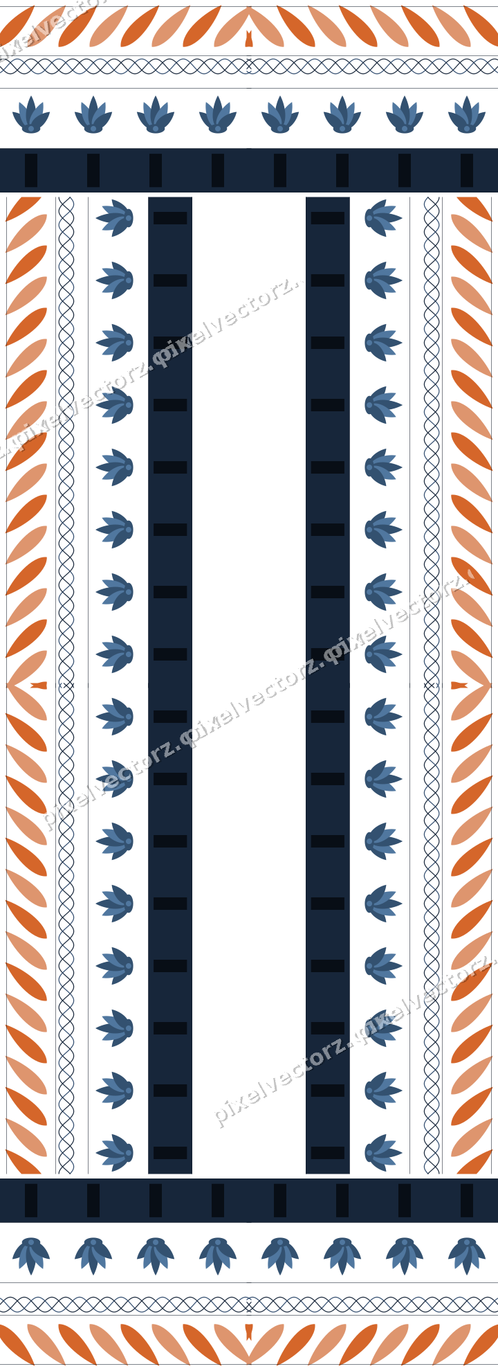 Decorative picture frame border in dark blue with rope moulding