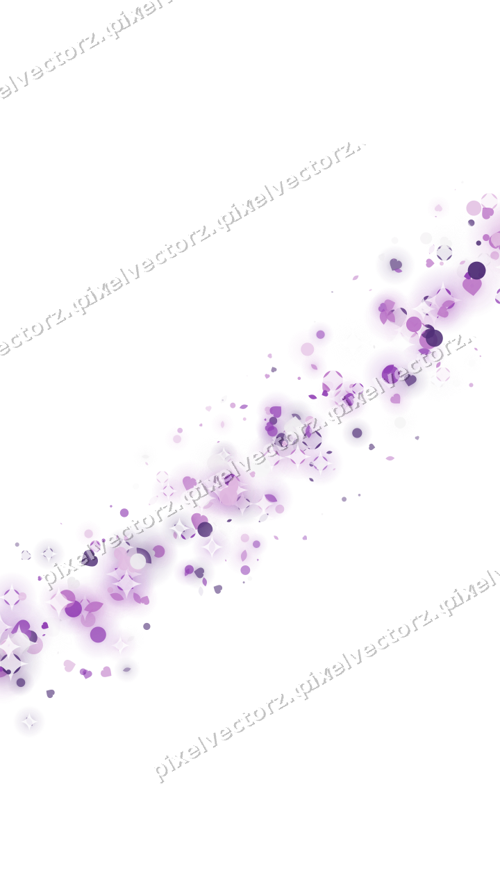 Glitzerbogen aus Herzen und Tropfen in Violett auf transparentem Grund