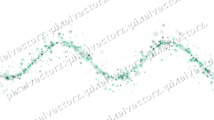 Glitzerwelle aus Schneeflocken und Blüten auf transparentem Grund