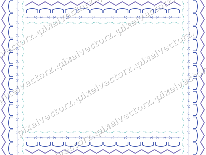 Decorative picture frame border in blue and cyan with scrolling vine